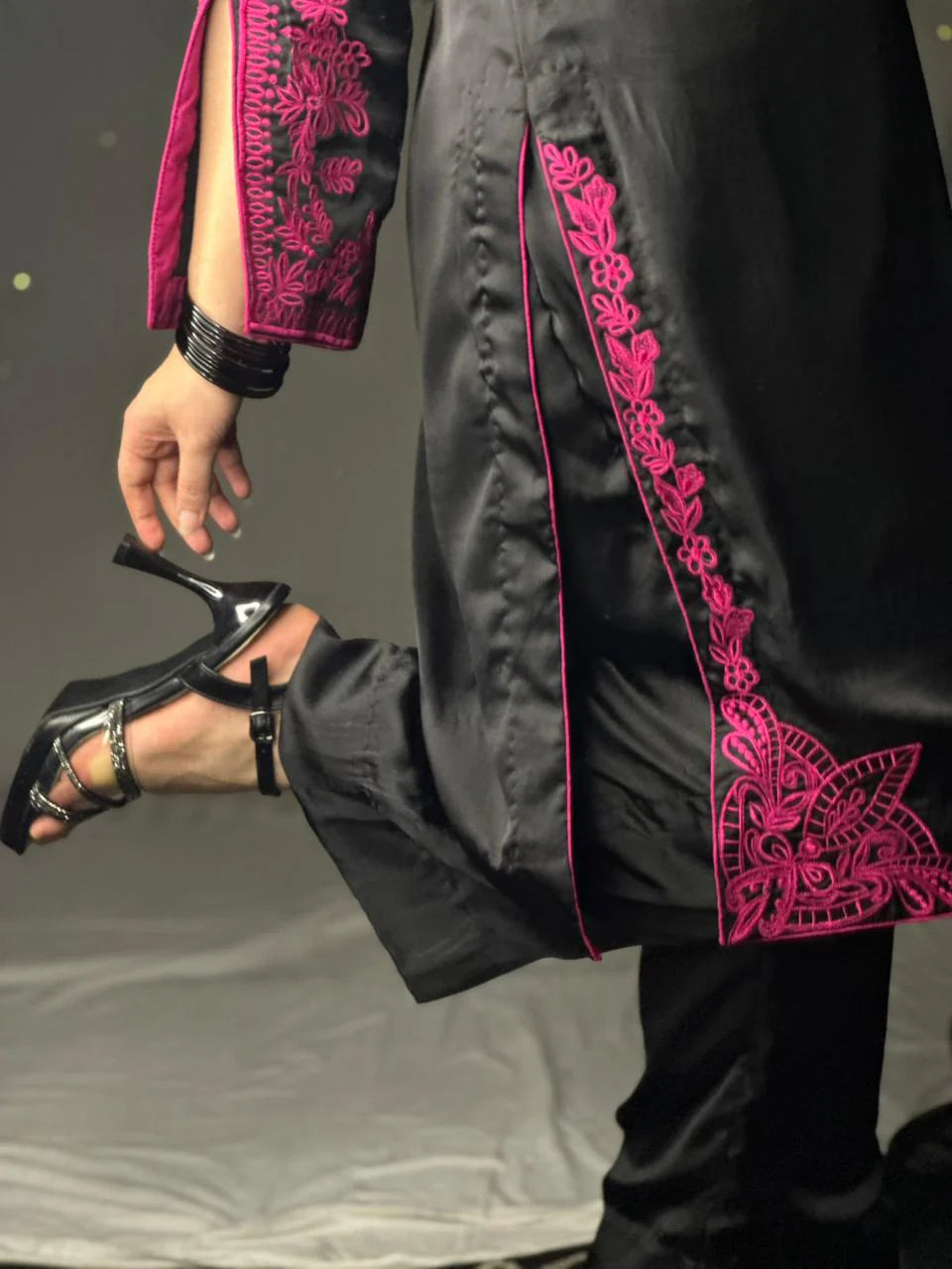 Magenta Premium Silk Embroidered 3-Piece Formal Suit