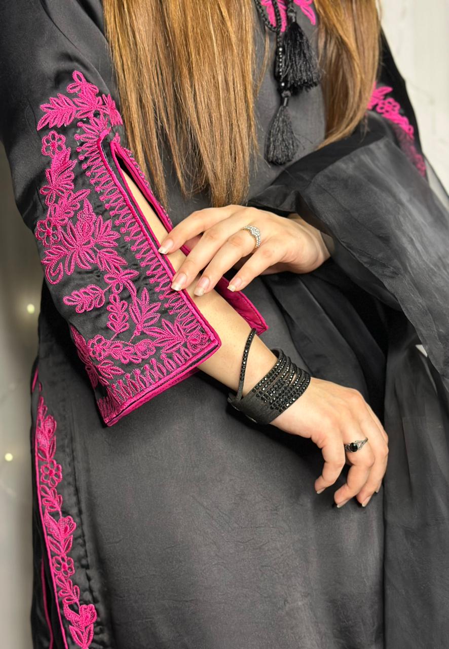 Magenta Premium Silk Embroidered 3-Piece Formal Suit