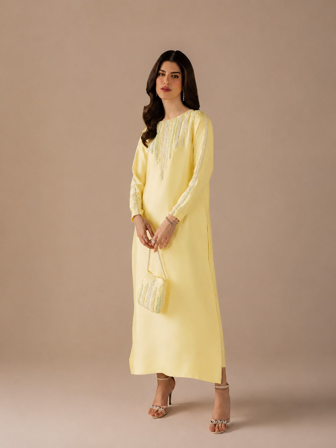Aira |Luxury butter yellow  Sheesha Silk 3PC Dress with Handmade Zardosi Embroidered Shirt,  dubble dyed Silk Dupatta – Premium Pakistani Formal Wear