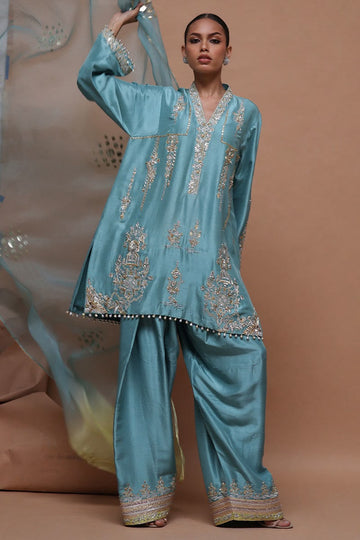 Raw Silk Hand-Embellished 3-Piece Ensemble