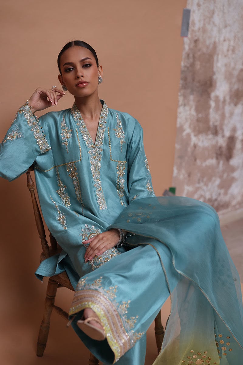 Raw Silk Hand-Embellished 3-Piece Ensemble