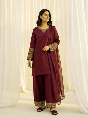 Zardosi Farshi Shalwar 3-Piece Suit – Tussel Silk