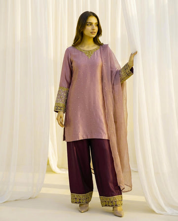 Zardosi Farshi Shalwar 3-Piece Suit – Tussel Silk