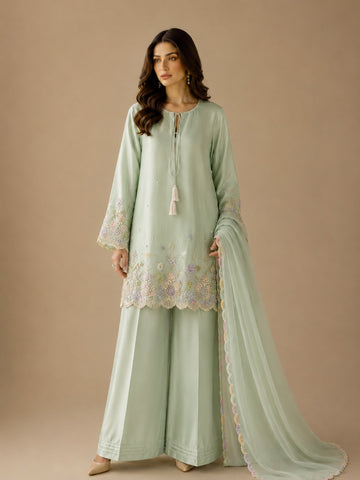 Mint Whisper – Hand Embellished Sheesha Silk Luxury Pret